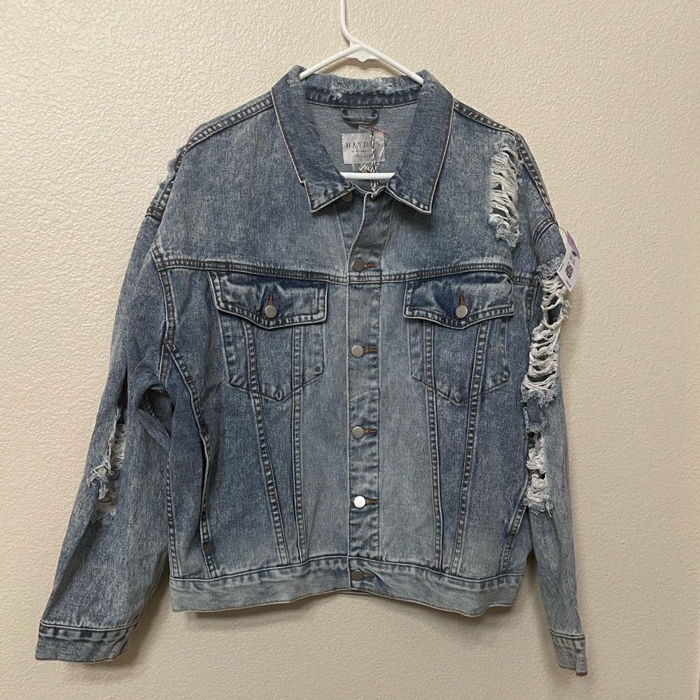 Nwt Hayden distresses denim beaded jacket Sz M/L - Picture 2 of 14